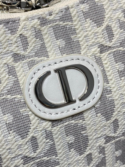 Dior 2026 Diorling 19cm Bag White Grey Cotton Calfskin 289144