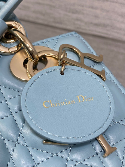 Dior 2026 Bow Lady Dior Tourmaline Blue Cannage Lambskin 289166