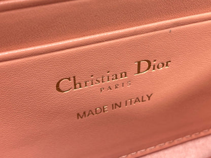 Dior 2026 Crystal Embellishments Lady Bag 24cm Coral Orange Leather 355276