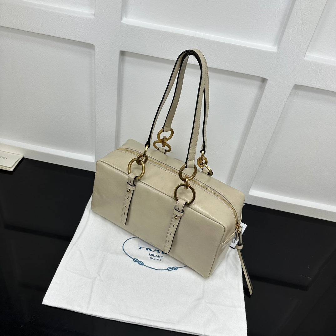 Prada 2026 Dangle Medium Shoulder Bag 30cm Patent Calfskin
