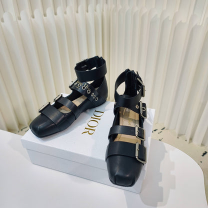 CD 26s Punk Ballet Flats Black Leather 927876