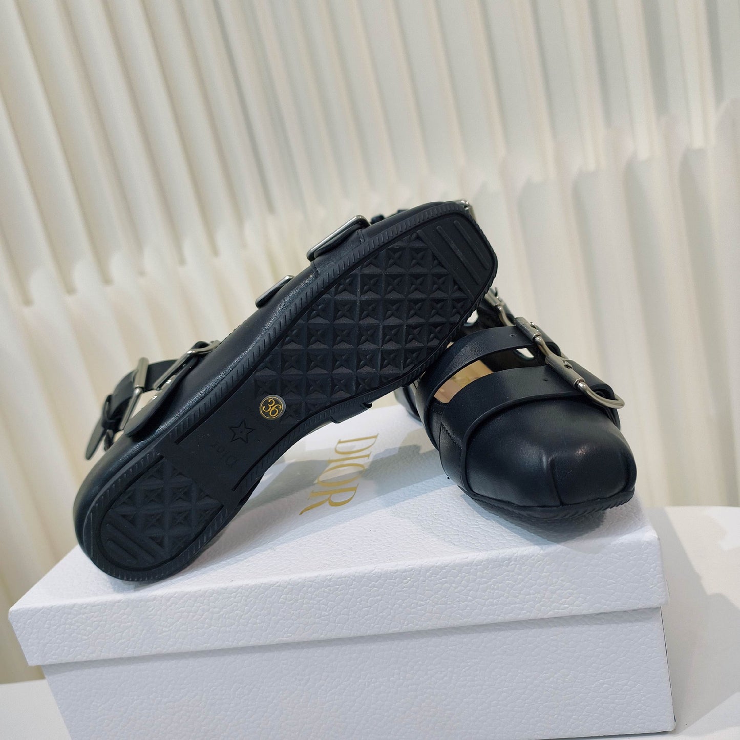 CD 26s Punk Ballet Flats Black Leather 927876