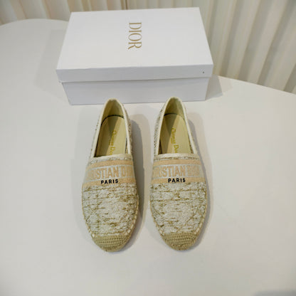 CD Granville Espadrilles Cream Cannage Tweed Sequin 632505
