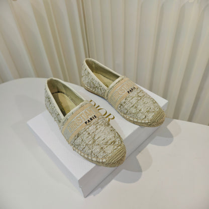 CD Granville Espadrilles Cream Cannage Tweed Sequin 632505