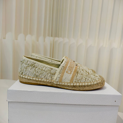 CD Granville Espadrilles Cream Cannage Tweed Sequin 632505