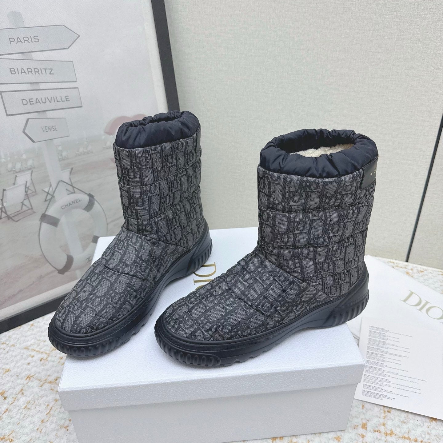 CD Alps Frost Ankle Boot Black Oblique Quilted Nylon 530133