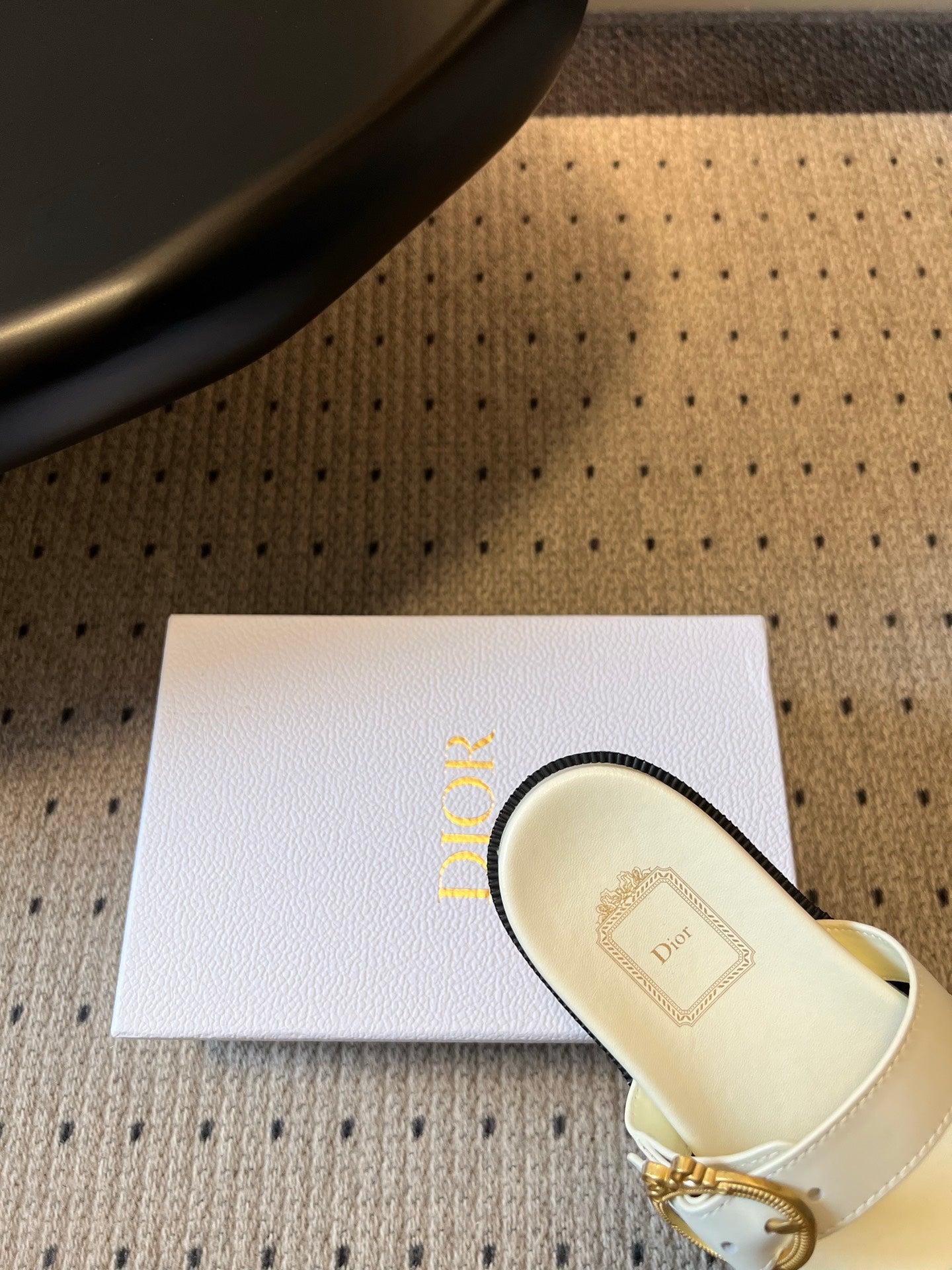 CD 26s Médaillon Buckle Slide White Cowhide 820027