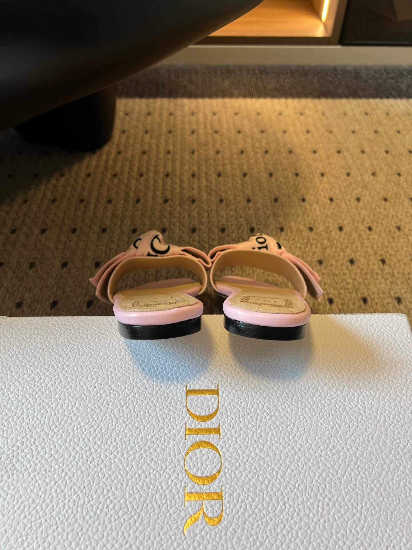 CD 26s J'Adior Slide Soupir Pink Embroidered Cotton 820049