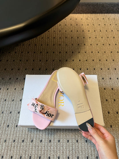 CD 26s J'Adior Slide Soupir Pink Embroidered Cotton 820049