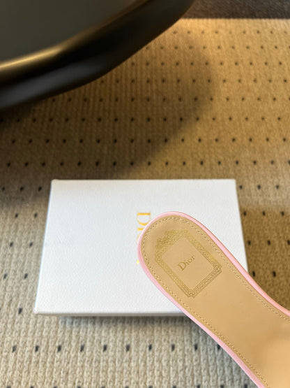 CD 26s J'Adior Slide 4cm Soupir Pink Embroidered Cotton 820046