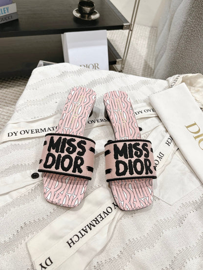 CD 25 Mid Heel Mules Cotton Fabric 241433