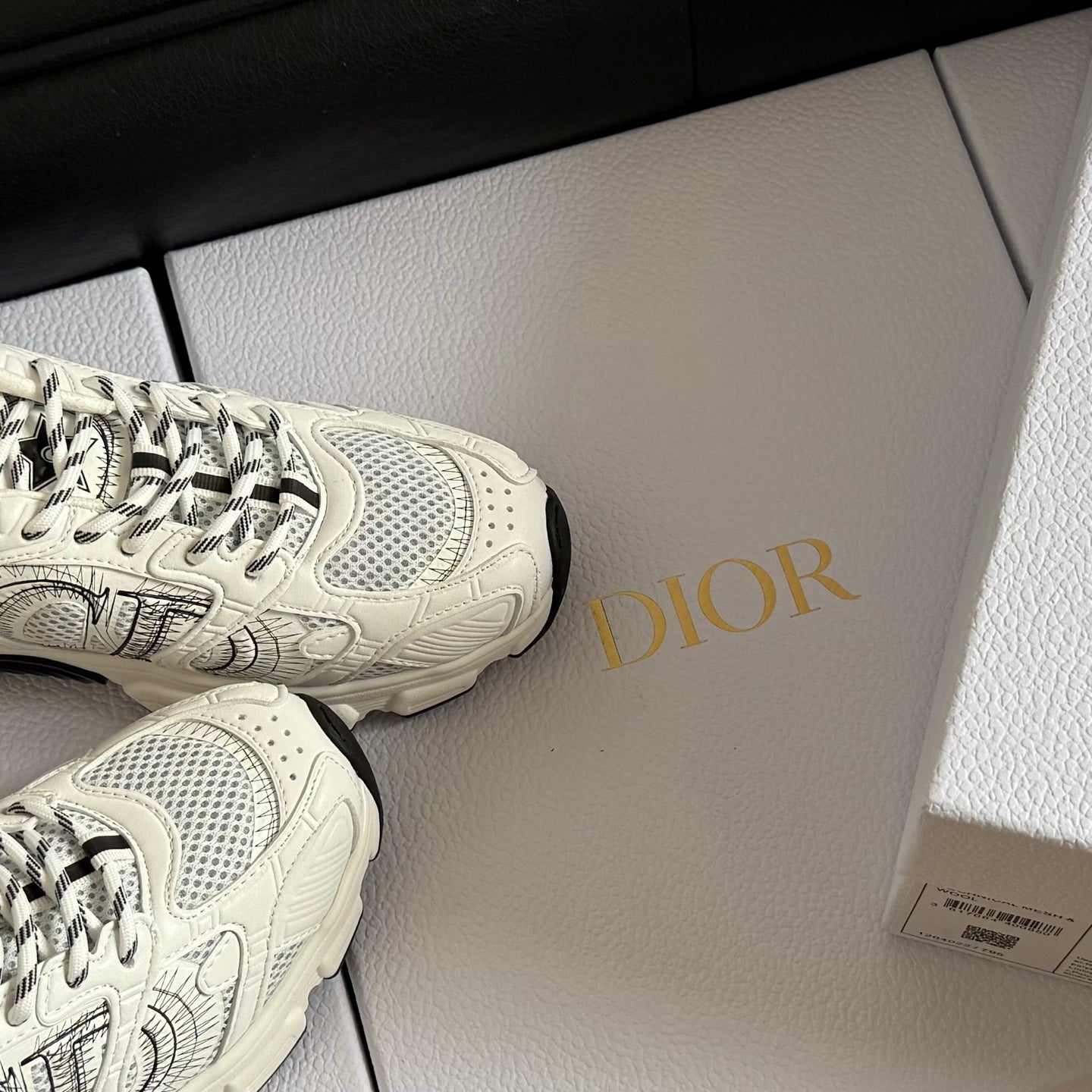 Dior 25 Chrono Sneakers Black Cream Mesh Calfskin 531389