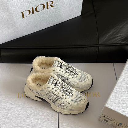 Dior 25 Chrono Sneakers Black Cream Mesh Calfskin 531389