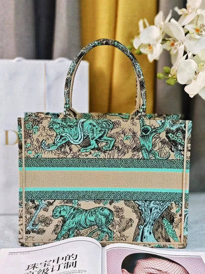 medium dioriviera book tote 36 tiffany blue tiger embroidery canvas