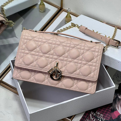 MY CD 24 TOP HANDLE BAG PASTEL PINK LAMBSKIN