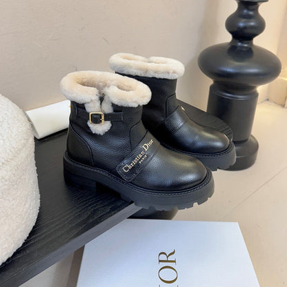 CD Alps D-Quest Ankle Boot Black Grained Calfskin Shearling 530608