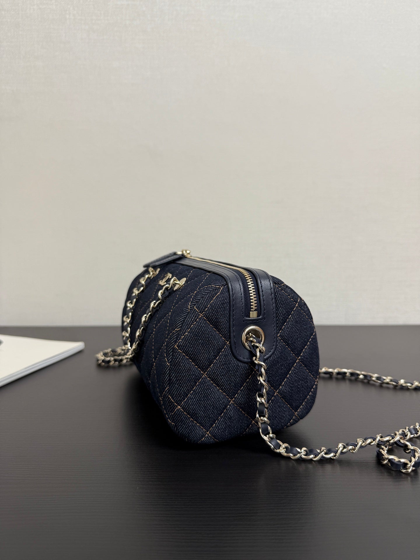Chanel 2026 Bowling Bag 18.5cm Blue Denim Leather