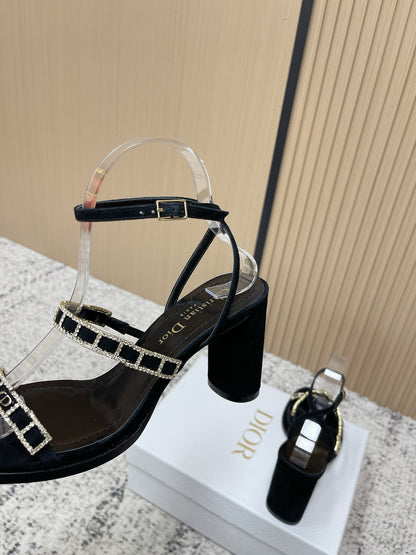 CD 26s High Heel Sandals 80 Black Genuine Leather 643496