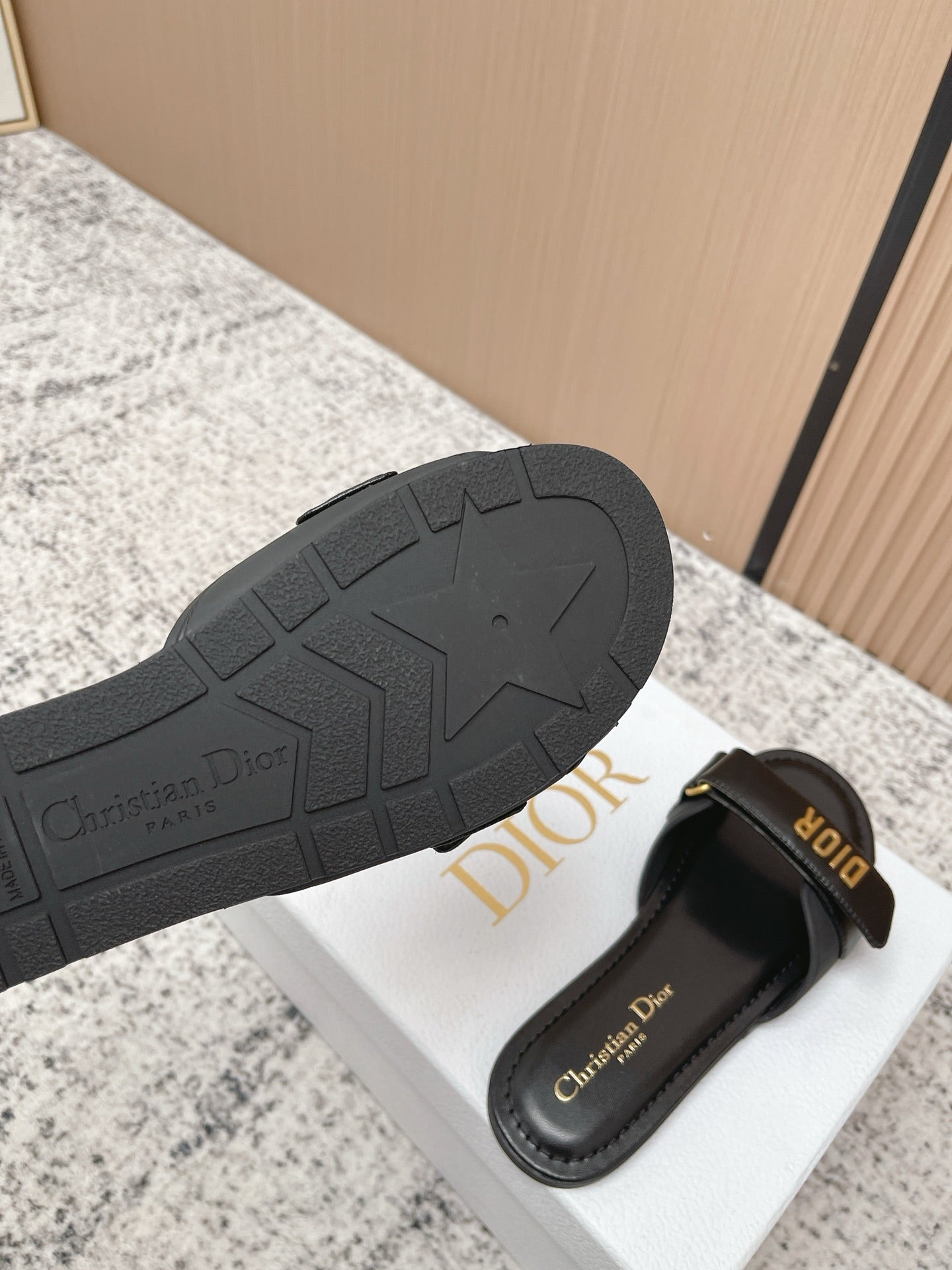 CD Dioriviera Dioract Slides Black Cowhide 752399