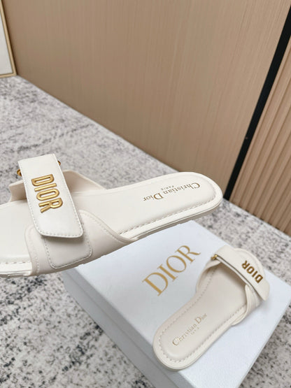 CD Dioriviera Dioract Slides White Cowhide 752400