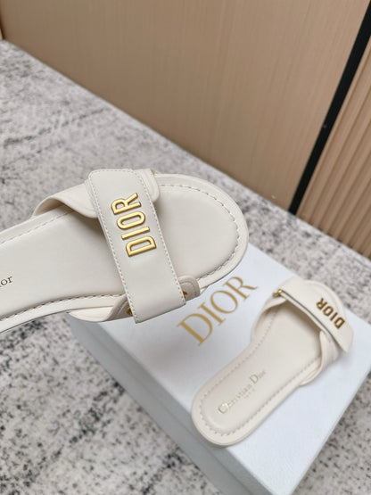 CD Dioriviera Dioract Slides White Cowhide 752400