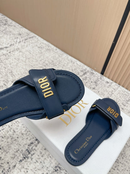CD Dioriviera Dioract Slides Deep Blue Cowhide 752401
