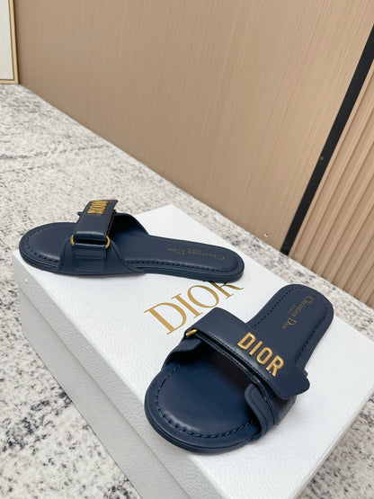 CD Dioriviera Dioract Slides Deep Blue Cowhide 752401
