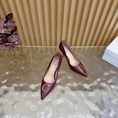 CD Buckle High-Heeled Elegant Shoes 85mm Burgundy Cowhide 537720