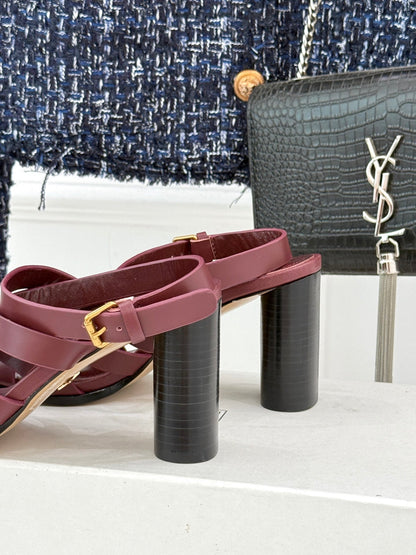 CD D-Club Heeled Sandal 80mm Burgundy Calfskin 473833
