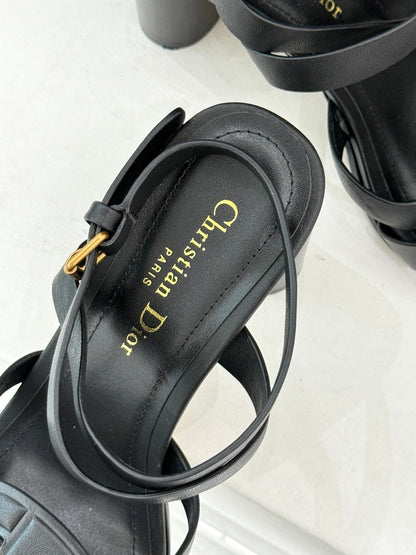CD D-Club Heeled Sandal 80mm Black Calfskin 473834