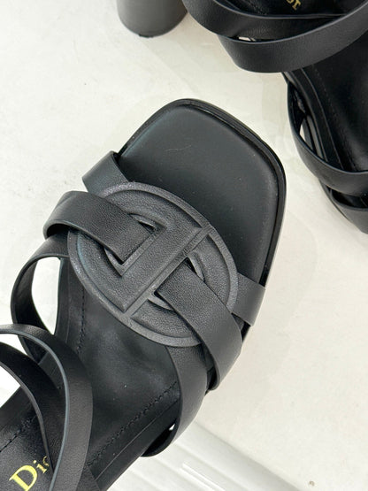 CD D-Club Heeled Sandal 80mm Black Calfskin 473834