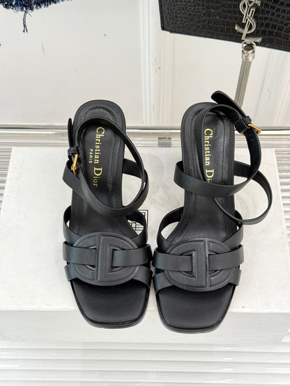 CD D-Club Heeled Sandal 80mm Black Calfskin 473834