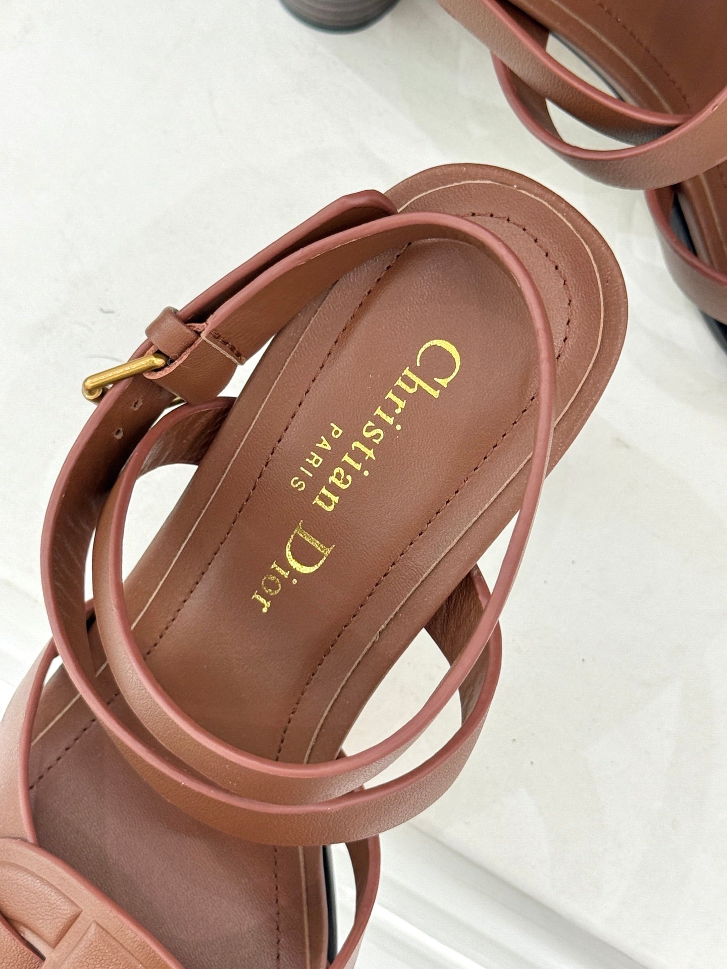 CD D-Club Heeled Sandal 80mm Brown Calfskin 473831