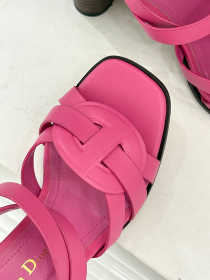CD D-Club Heeled Sandal 80mm Pink Calfskin 473832