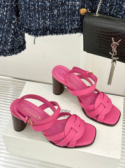 CD D-Club Heeled Sandal 80mm Pink Calfskin 473832