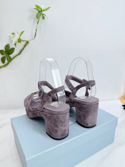 PRA 26SS Platform Sandals 75 Light Purple Suede Sheepskin 592390