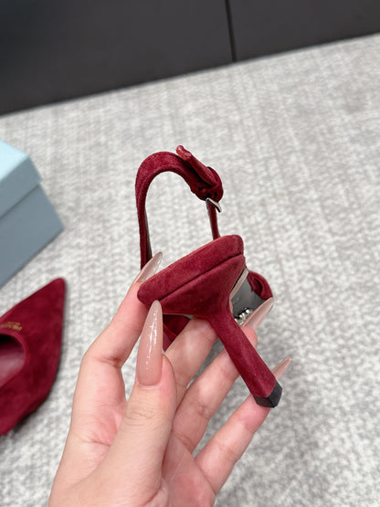 Prada 2026 Slingback 75mm Suede Lambskin 855691