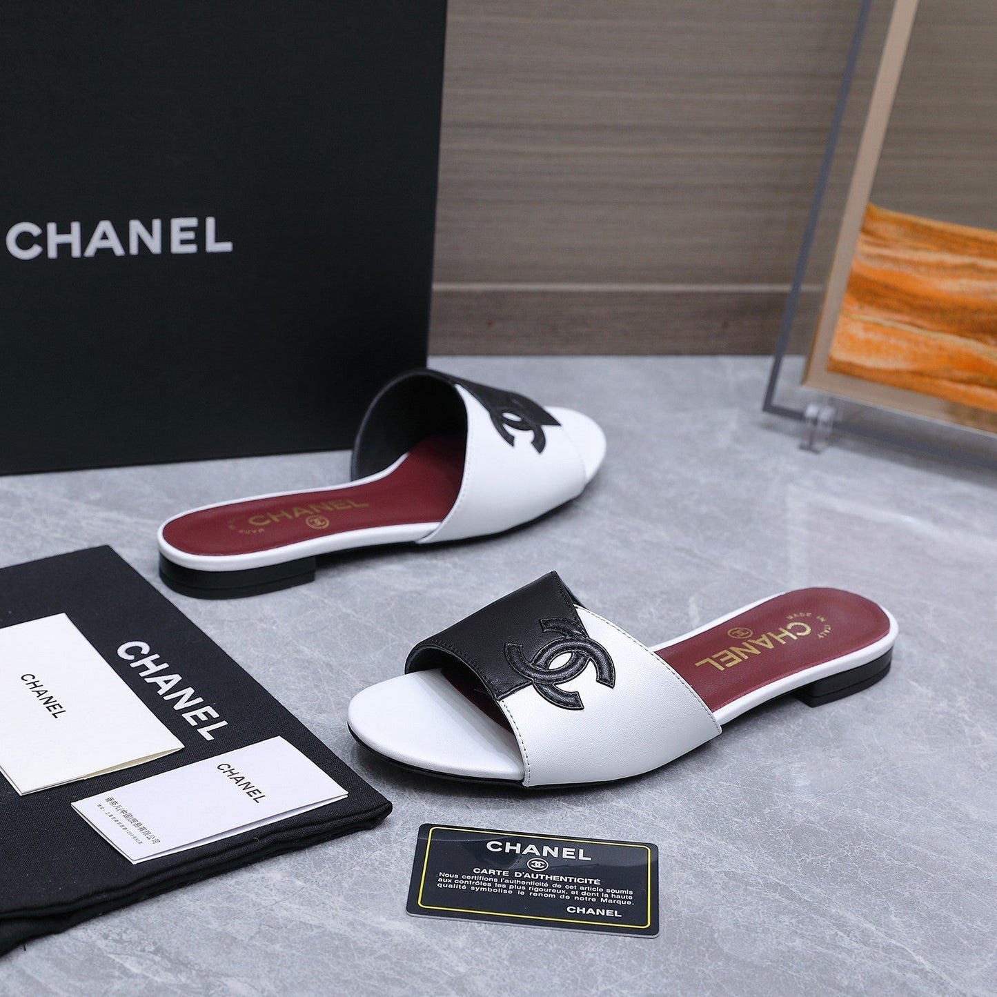 Chanel 2026 Sandals Black White Suede Leather 758412