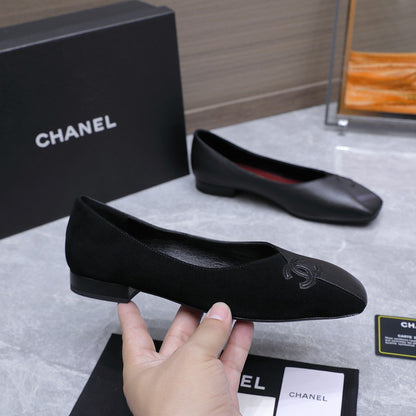 Chanel 2026 Ballet Flats Black Suede Sheepskin 758422