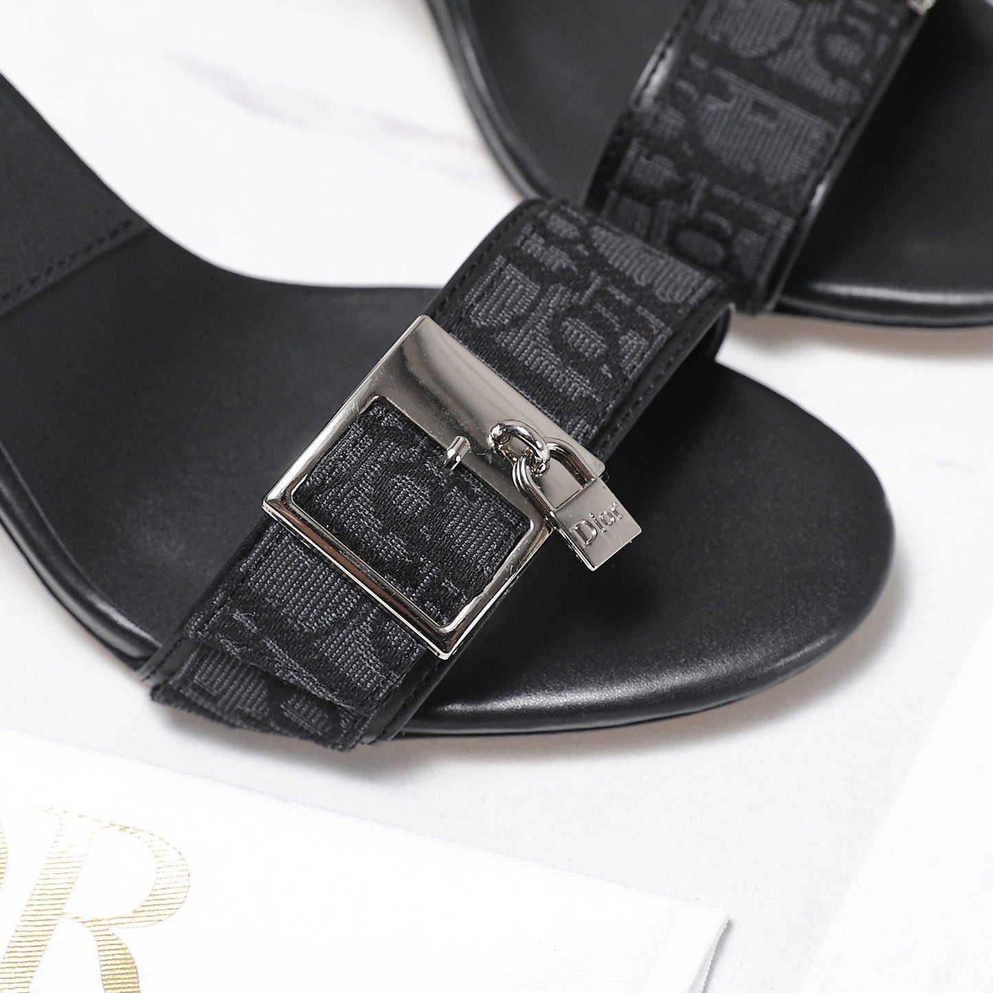 CD 26s D-Idole Mules 8.5cm Black Jacquard Calfskin 961312