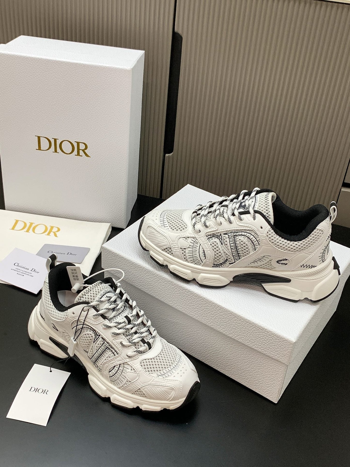 CD Chrono Sneaker White Black Mesh Calfskin 905015