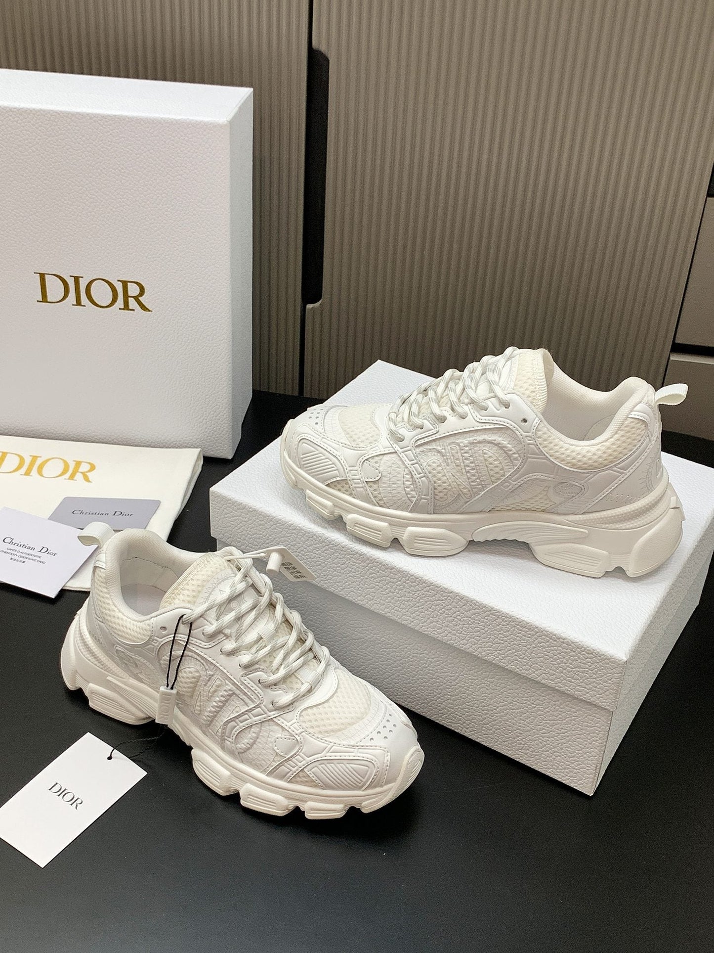 CD Chrono Sneaker White Mesh Calfskin 905016