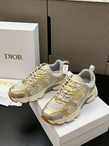 CD Chrono Sneaker Gold Sliver Mesh Calfskin 905021