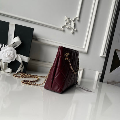 Chanel 2026 Shopping Bag 24.5cm Burgundy Lambskin