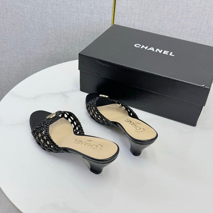 Chanel 2026 Mules 40mm Woven Sheepskin 801634