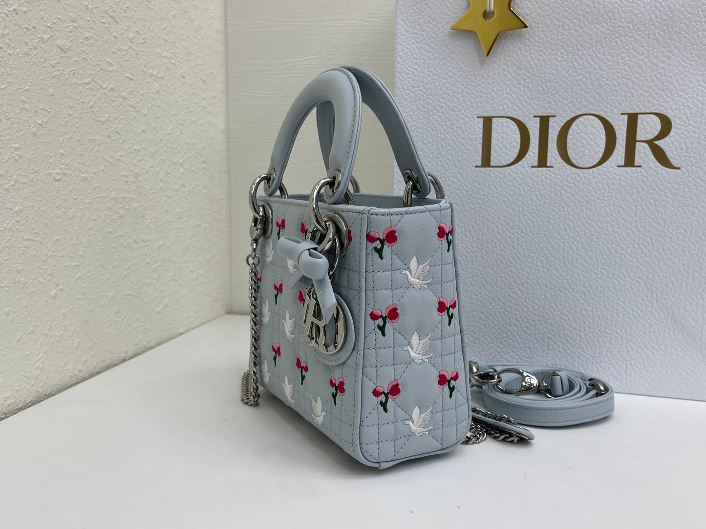 Dior 2026 Bird Rose Design Lady Dior Bag Lambskin