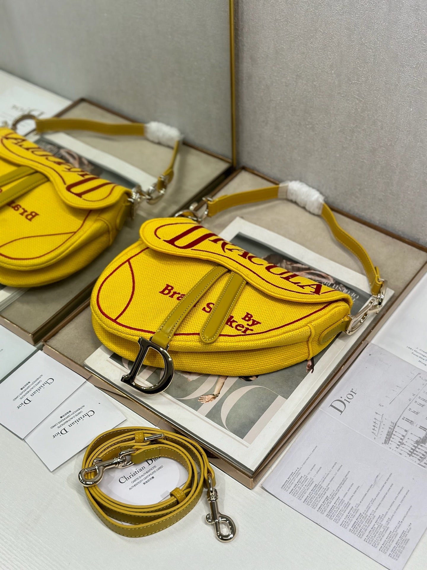 CD Saddle Bag 25.5cm Dracula Red Yellow Canvas