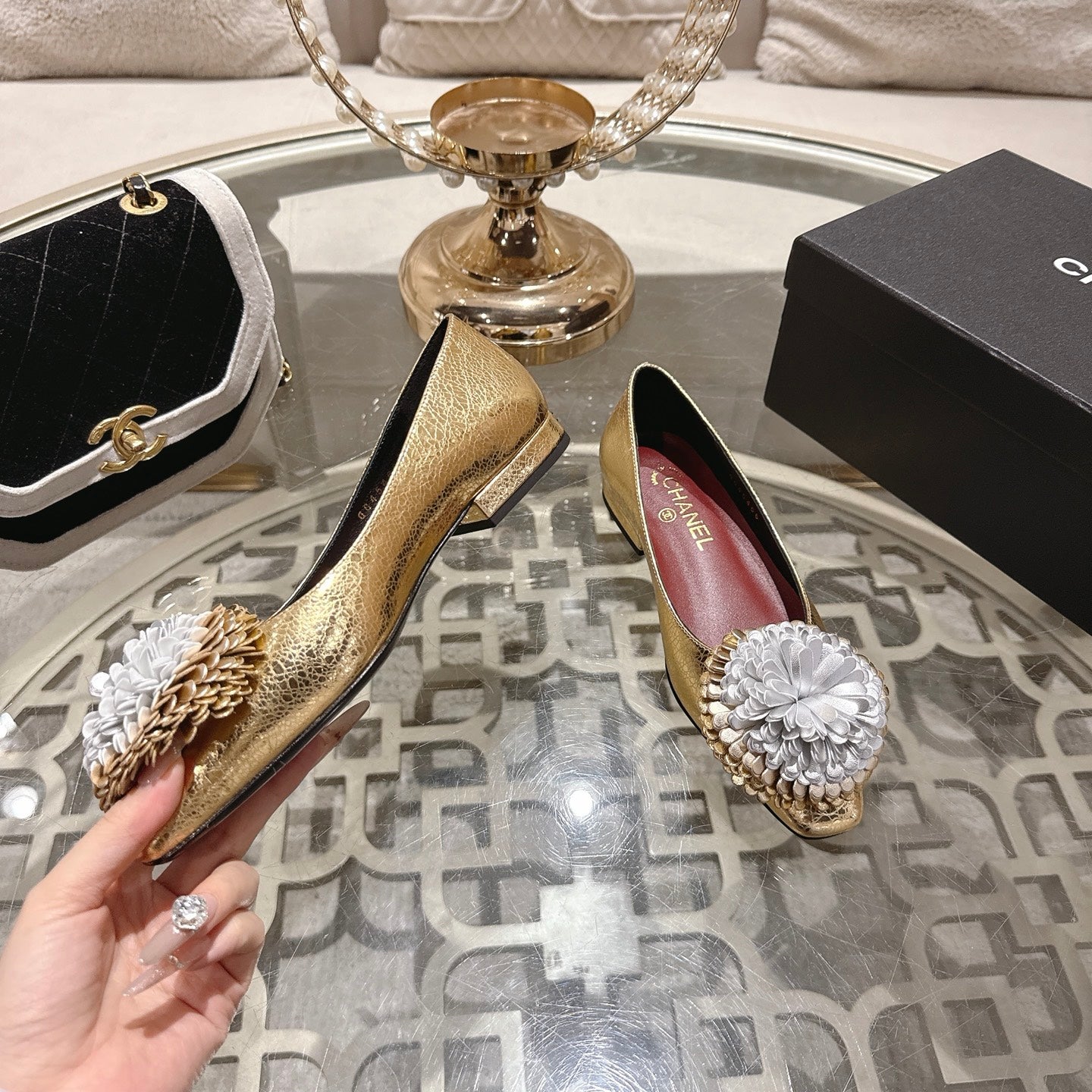 CC 26s Floral Ballet Flats Sheepskin