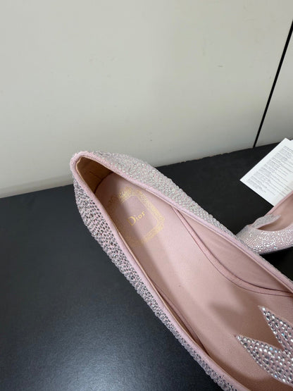 CD 26s Pointed-Toe High Heels 35mm In Pink Suede Crystal