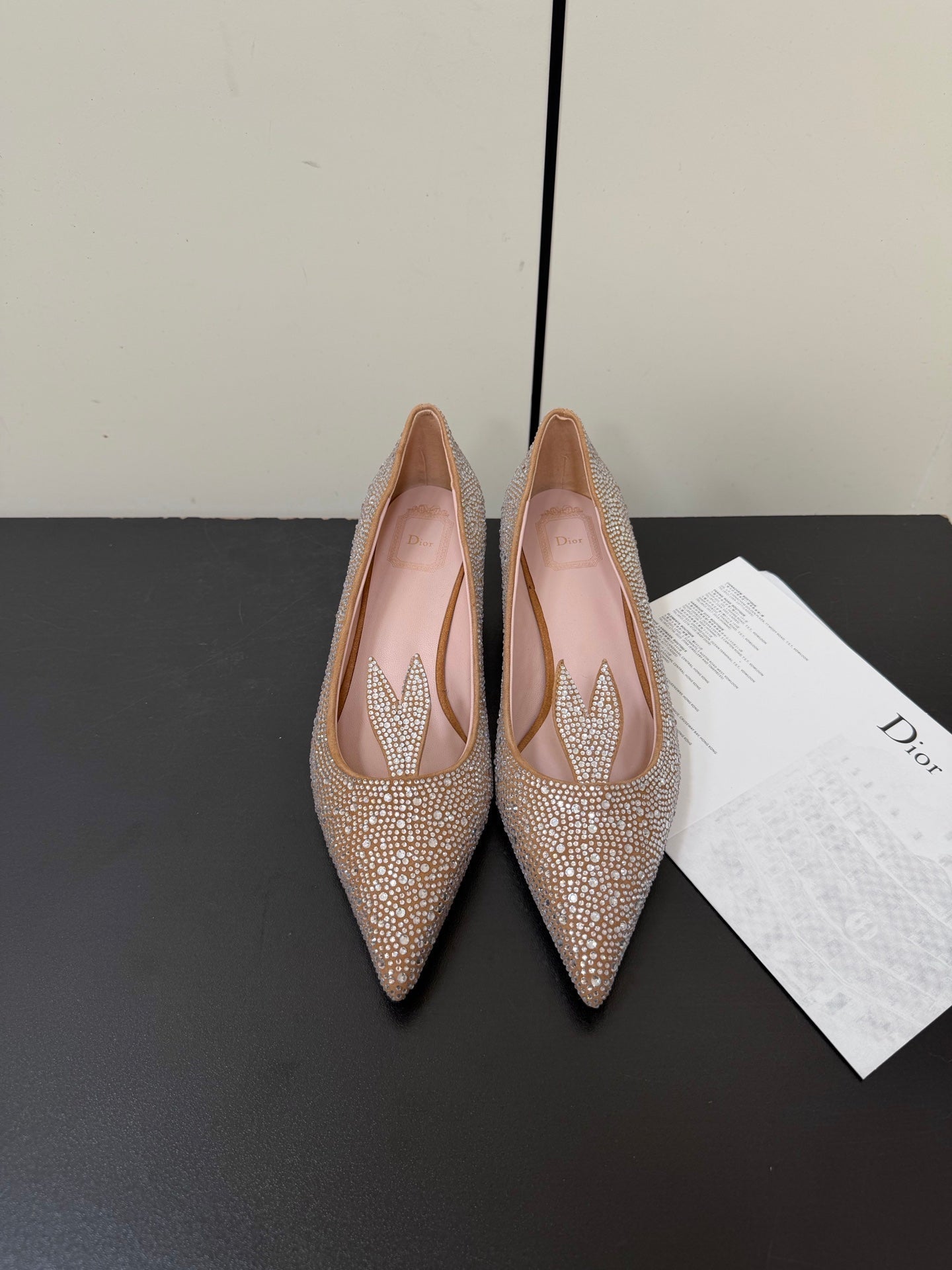 CD 26s Pointed-Toe High Heels 35mm In Nude Suede Crystal